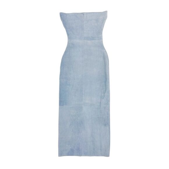 RARE SPRWMN Light Blue Suede Tube Dress - Picture 4 of 5